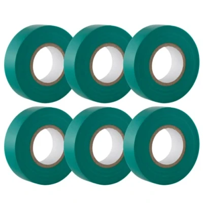 Image de GTSE Ruban adhésif isolant électrique vert 19 mm x 20 m résistant, autocollant protèger, regrouper, réparer des câbles 6 rouleaux