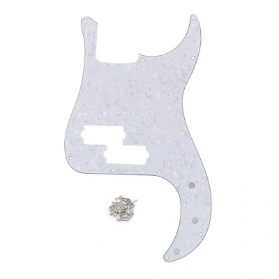 Image de FLEOR Pickguard pour basse de précision standard style moderne 13 trous sans encoche tige réglage modèle P à 4 cordes, perle blanc