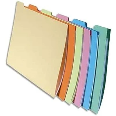Image de Exacompta Réf. 337000E 10 jeux de 6 chemises à onglets pour tiroir SUPER 210 g/m² couleurs pastel certifiées PEFC™ dimensions 24x32cm documents format A4 assorties