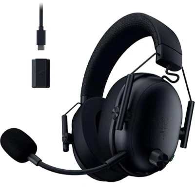 Image de Razer BlackShark V3 Casque sans Fil pour l’Esport Haut parleurs en Titane de 50mm Micro HyperClear Amovible THX Spatial Audio Wireless 2,4Ghz &amp; Bluetooth Profils FPS PC/Mac Noir