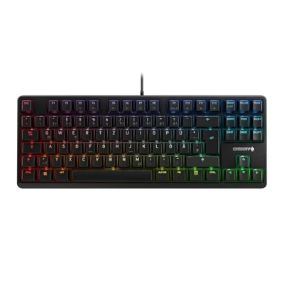 Image de CHERRY G80 3000N RGB TKL, clavier mécanique de gaming filaire sans pavé numérique, Disposition allemande (QWERTZ), rétro éclairage RGB, Commutateurs d’origine MX RED, Noir