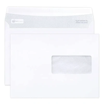 Image de Calligraphe (gamme correspondance Clairefontaine) 699C Boite de 500 Enveloppes Blanches C5 162x229mm Auto Adhésives 80g/m² Fenêtre Papier Cristal 45x100 (position 62/20)