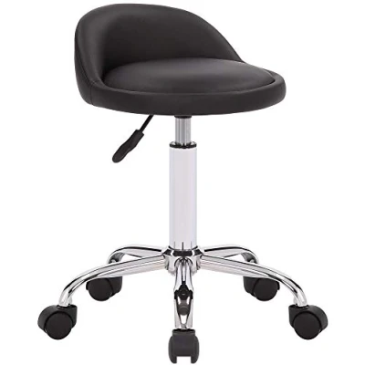 Image de CLP Tabouret De Travail Teramo en Similicuir I Chaise avec roulettes Siège Hauteur Réglable Et Pivotant, Couleur:Noir