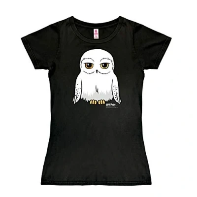 Image de Logoshirt® Harry Potter I Hibou Hedwige T Shirt imprimé Femme Manches Courtes Noir Design Original sous Licence Taille XS