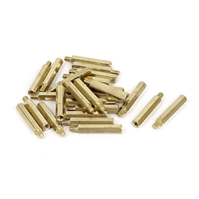 Image de sourcing map Entretoise Hexagonale Filetage Femelle Mâle M4 x 30 + 6mm Laiton 25Pcs