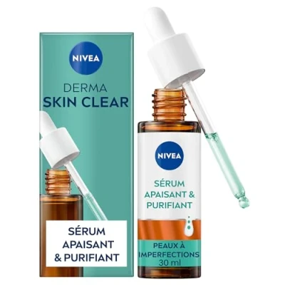 Image de NIVEA Derma Skin Clear Sérum Purifiant et Apaisant (1 x 30 ml) — visage à l&#039;Acide Hyaluronique, Provitamine B5 &amp; Niacinamide Soin anti points noirs, peaux imperfections