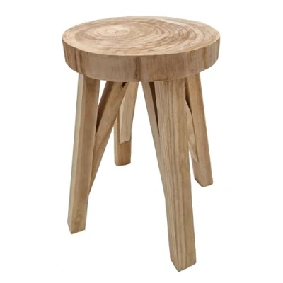 Image de Spetebo Tabouret en bois massif Charge maximale : 120 kg 40 x 28 cm à fleurs naturel Pour enfant Table d&#039;appoint