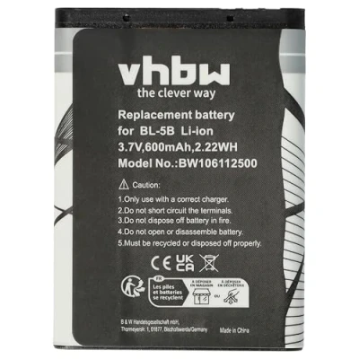 Image de vhbw Batterie Compatible avec Technaxx Musicman BT X1, MA Soundstation Smartphone (600mAh, 3,7V, Li ION)