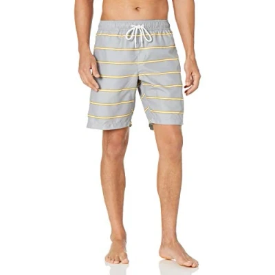 Image de Amazon Essentials Short de Bain à Séchage Rapide 23 cm Homme, Gris Rayures, L