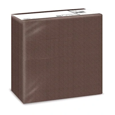 Image de Fato Serviettes en papier sec, Airlaid, effet textile, paquet de 50 serviettes, Format 40x40 pliées 4, Décor Teinte Chocolat
