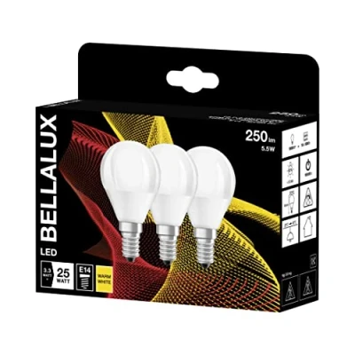 Image de BELLALUX Lampe à LED, culot E14, blanc chaud (2700K), mat, forme goutte, en remplacement d&#039;une ampoule classique de 25W, paquet double, Givrée