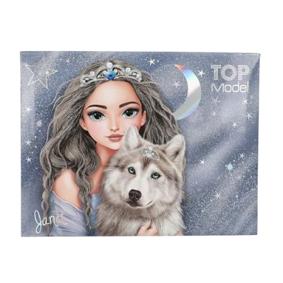 Image de Depesche 13224 TOPModel Wolf Boîte de Papeterie en Bleu foncé, avec Motif modèle et étoiles, Chemise Crayons, Gomme Bien Plus Encore, Plastic, Multicolor, Taille Unique