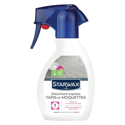Image de STARWAX Détachant Express Pour Tapis et Moquettes Élimine Rapidement Les Taches Récentes Sur Tous Textiles en Fibres Synthétiques Naturelles Fabriqué France 3x 250ml