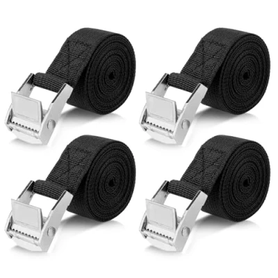 Image de Romon Sangles d&#039;arrimage 2M, Lot de 4 Sangle Serrage Largeur 25MM, avec Boucle, à Charge Maximale 250kg, Moto Remorque pour Moto, Porte vélos