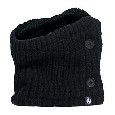 Image de HEAT HOLDERS Femme Tricot Echarpe Tube Cache Cou Snood avec Boutons (Taille unique, Noir)