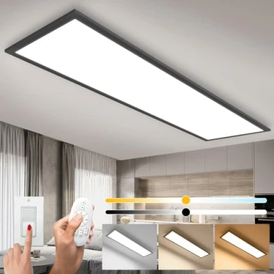 Image de Plafonnier LED à Intensité Variable 100x25 cm, 28 W avec Fonction Mémoire Rétro éclairage, Haute Luminosité 2700K 6500K Lampe Panneau Lumineux pour Cuisine Garage Salon Entreprise Bureau