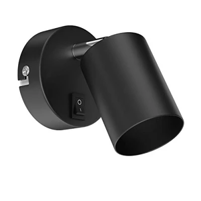 Image de ledscom.de Applique WAIKA, interrupteur, noir mat, rond, 1x GU10 max. 60W, applique, lampe murale, spot mural, de lecture, lit, chevet, lumière