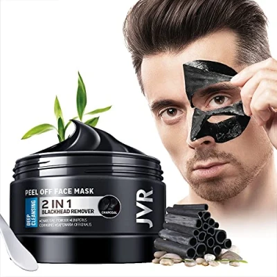 Image de JVR Blackhead Remover Masque, Black Masque Peel Off, Charcoal Remove Mask Profondeur Nettoyant Pores, Supprime Points Noirs/Acné, Charbon Noire (120ml)