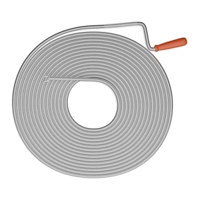 Image de Relaxdays Furet déboucheur de canalisation,15 mètres, pour Douche, évier, WC, Spirale Nettoyage, Acier, argenté/Rouge