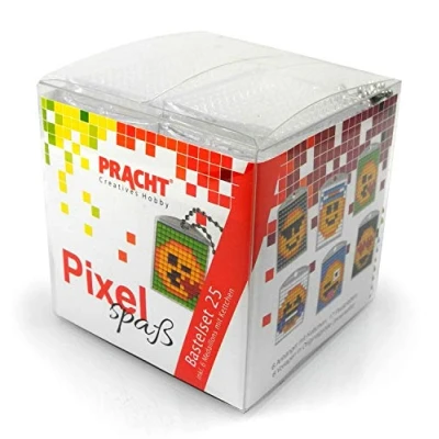 Image de Pracht Creatives Hobby Pixel P90046 63501 Kit de bricolage amusant 25 pour enfants, système d&#039;assemblage simple avec des petites pierres en bioplastique créer 6 porte clés (médaillons)