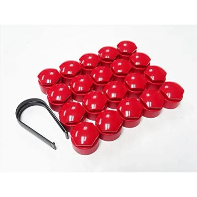 Image de Partsdealers® Cache écrous Ronds Fait pour Audi A1 A3 A4 A5 A6 A7 A8 TT Q3 Q5 Q7 17 mm (Rouge)