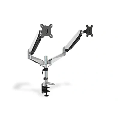 Image de DIGITUS Support d&#039;écran Pince &amp; Vérin à gaz 2 écrans Jusqu&#039;à 27 pouces 2x 8 kg VESA 75 100 Argenté