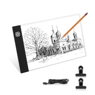 Image de Lanvixo Tablette Lumineuse A5, LED Table Dessin pour Diamond Painting Tableau Lumineux Ultra Mince 4MM Luminosité Réglable, Planche à avec Câble USB per Esquisse Animazione Conception