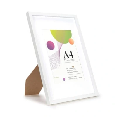 Image de Scholar Tree Cadre photo A4 Blanc 21 x 29,7 cm en bois avec passe partout de 15,2 20,3 support table ou suspension murale