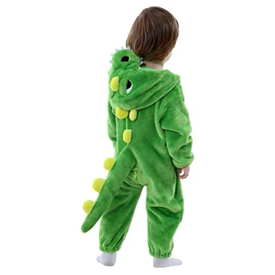 Image de LOLANTA Bébé Deguisement Dinosaure, Animal Combinaison en Flanelle à Capuche Barboteuse Enfant, Costume de Carnaval(3 4 Ans,Green,Tag 110)