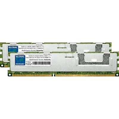 Image de GLOBAL MEMORY 32Go (2 x 16Go) DDR3 1600MHz PC3 12800 240 PIN ECC ENREGISTRÉ DIMM (RDIMM) MÉMOIRE RAM KIT pour SERVEURS/WORKSTATIONS/Cartes Meres (4 Rank CHIPKILL)