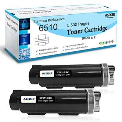 Image de 2 Noir Compatible Cartouche de Toner pour Xerox Phaser 6510 6510DN 6510DNI 6510DNM 6510N WorkCentre 6515 6515DN 6515DNI 6515DNM 6515N Imprimante Haut Rendement 5500 Pages