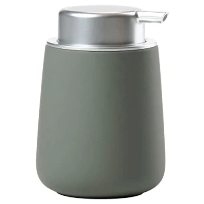 Image de Zone Denmark Distributeur de Savon Nova 0,25 L 8 x 11,5 cm Salle Bain Design Danois ÉLéGant en Porcelaine Surface Douce, DéTails Acier Vert Olive