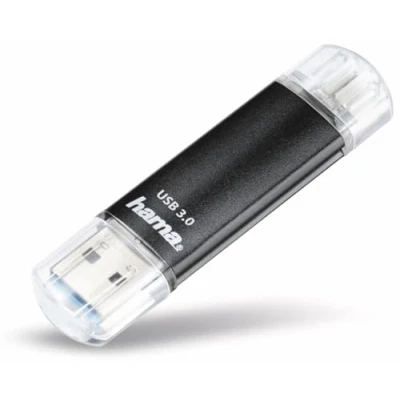 Image de Hama Clé USB 3.0 &quot;Laeta Twin&quot; (FlashPen, OTG, aluminium, 3.0, jusqu&#039;à 40 Mo/s, 16GB) Noir