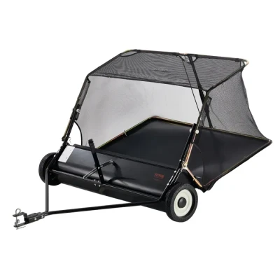 Image de VEVOR Balayeuse à Gazon tracter, 736 L, Grand Balai ramasseur de Feuilles et d&#039;herbe Robuste, 132 cm, Conception Corde déversement, Hauteur Balayage réglable pour ramasser débris, Herbe
