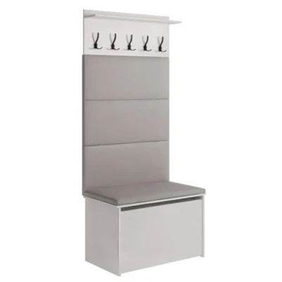 Image de KOBI Andy Ensemble d&#039;entrée avec siège Cintre + boîte Panneaux rembourrés Armoire pour Le Hall (Gris)