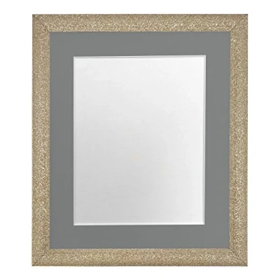 Image de FRAMES BY POST Glitz Cadre Photo doré avec Passe Partout Gris foncé 30 x cm Taille de l&#039;image 20,3 Verre Plastique
