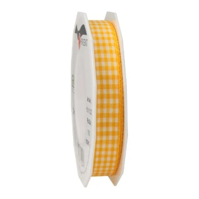 Image de Präsent Vichy Ruban à Carreaux Jaune/Blanc 15 mm 20 m