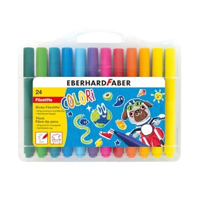Image de Eberhard Faber 551224 Set de feutres Colori, 24 crayons épais dans une boîte en plastique