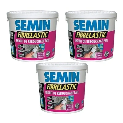 Image de Enduit de Rebouchage Élastique Fibrelastic à Base Fibre Verre pour Fissures Vivantes, Intérieur/Extérieur, seau 1,5 kg, Lot 3