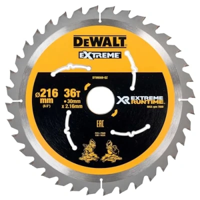 Image de DeWalt XR Extreme Runtime Lame de scie circulaire statique, 1 pièce, 216/30 mm 36 WZ/FZ, dt99569 QZ Noir/Jaune