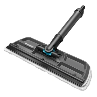 Image de Gardena Cleansystem Balai vitre avec raclette : Nettoyeur de vitres à Eau, Tissu Microfibre, pour Petites et Grandes Surfaces, raccordable Un Tuyau d&#039;eau (18808 20)