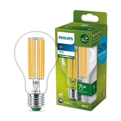 Image de Philips ampoule LED Ultra Efficient classe A, 75W, 3000K Blanc, transparente, verre