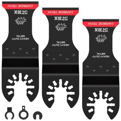 Image de Foppla Lot de 3 Lames scie oscillantes en carbure tungstène multi outils Résistance Lame d&#039;outil oscillante multifonction pour vis acier