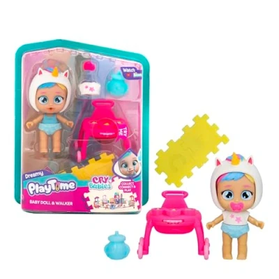 Image de Cry Babies Playtime Marcheur Interactif de Dreamy, Mini Poupée Day Care avec Un Trotteur Interactif, Complétez Votre Monde Playtime, Pleure Vraies Larmes, Jouet Cadeau pour Enfants 4 a 6 Ans
