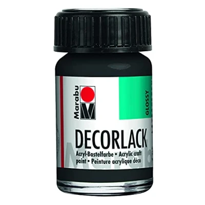 Image de Marabu 11300039073 Peinture acrylique noire 073 15 ml Vernis brillant à base d&#039;eau Résistant aux intempéries la salive Pour peinture, pochoir et découpage