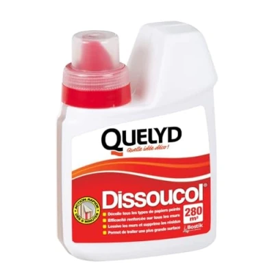 Image de Quelyd Décolleur Papier Peint Surpuissant Dissoucol Efficace en 5 Minutes sur Tous les Murs et Papiers Peints Lessive Supprime Résidus 1 Flacon 500 ml (280 m²)