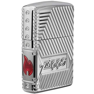 Image de Zippo Bolts Design Pocket Lighter Briquet de Poche Mixte Adulte, Chrome, Taille Unique