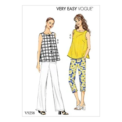 Image de Vogue Patterns 9258 B5, Hauts et Pantalons pour Femme, Tailles 36 44, Tissu, Multicolore, 15 x 0,5 22 cm