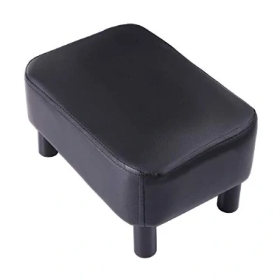 Image de YMYNY Pouf Ottoman Housse Repose Pied Rectangle, Couverture pour Tabouret de Canapé Élastique, Le Cuir PU, Bois Solide, Salon, 42 x 29 23 cm, Noir HD HRF BD210