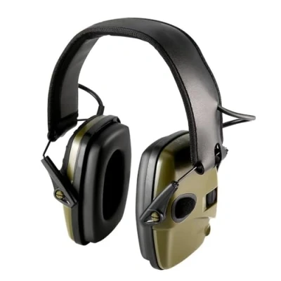 Image de casque anti bruit électronique pour adultes, antibruit 82 dB avec bandeau réglable et étui de rangement rigide, idéal l&#039;airsoft, le bricolage jardinage, Vert, taille unique